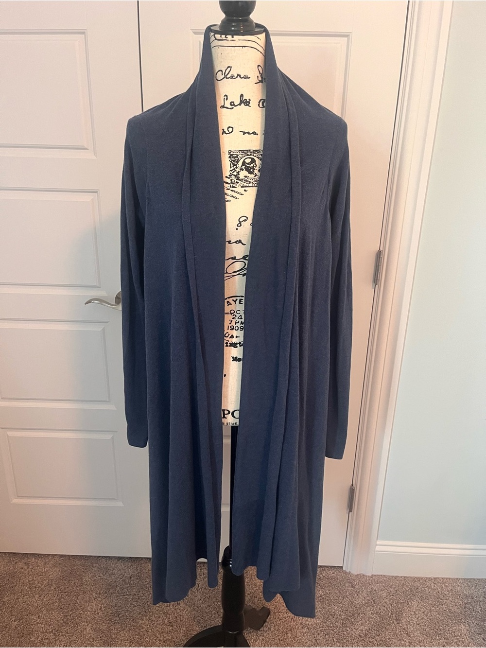 Dkny Long Open-Front Cardigan in Blue
